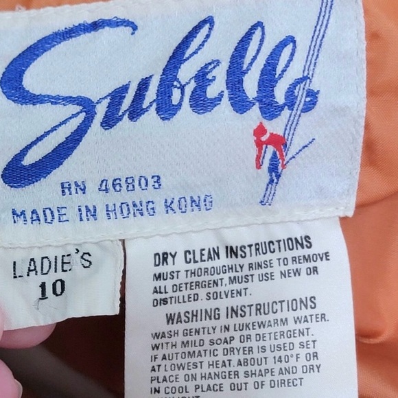 Subello Vintage 70s Ski Set Women 8 Orange Yellow Jacket Snow Bib Flare Pants M - Picture 3 of 16